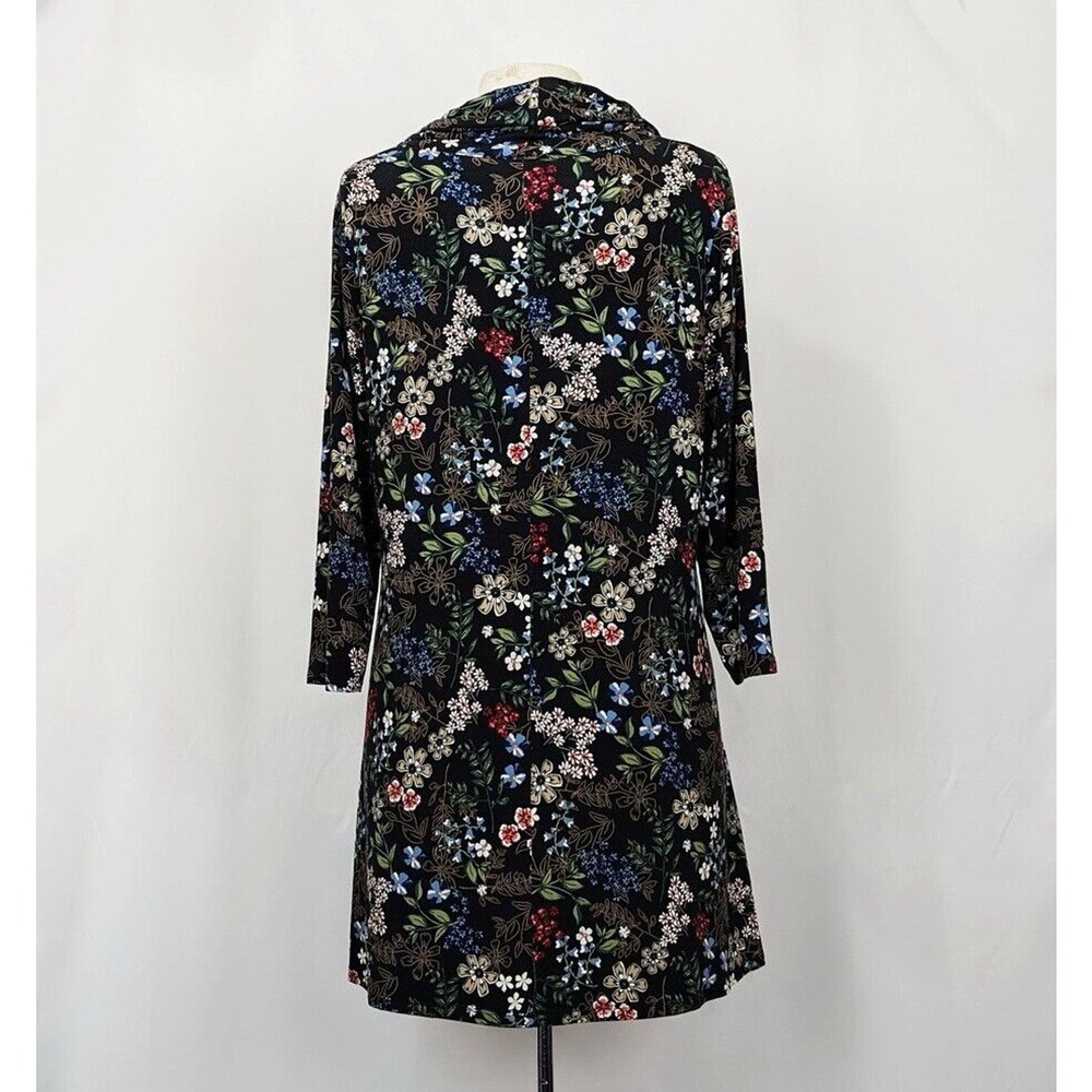 J.Jill Tunic Top Black Floral Cowl Neck Shirt Wearever Collection Women's Size M - Picture 5 of 8